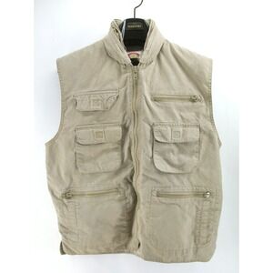 Vintage Banana Republic Safari Photographer Fishing Khaki Bush Vest Men's Large